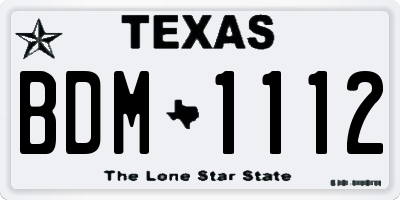 TX license plate BDM1112