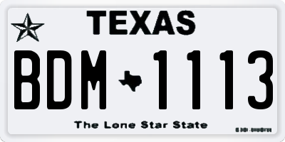 TX license plate BDM1113