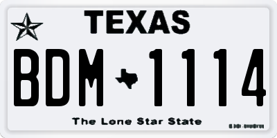 TX license plate BDM1114