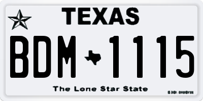 TX license plate BDM1115