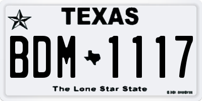 TX license plate BDM1117