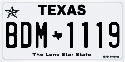TX license plate BDM1119