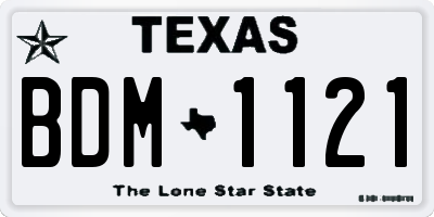 TX license plate BDM1121