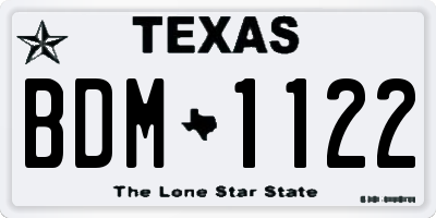 TX license plate BDM1122