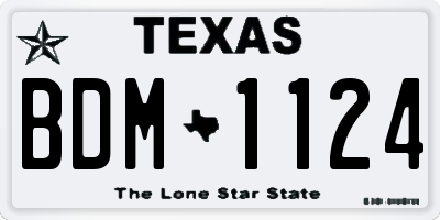TX license plate BDM1124