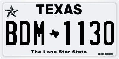 TX license plate BDM1130