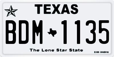TX license plate BDM1135