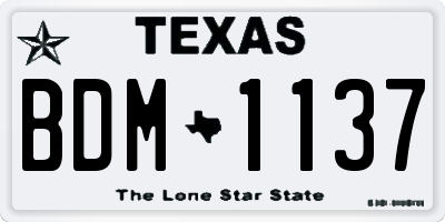 TX license plate BDM1137