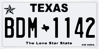 TX license plate BDM1142