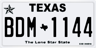TX license plate BDM1144