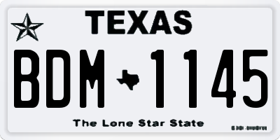 TX license plate BDM1145