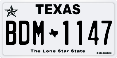 TX license plate BDM1147