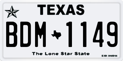 TX license plate BDM1149
