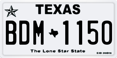 TX license plate BDM1150