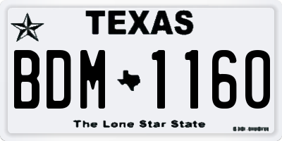 TX license plate BDM1160