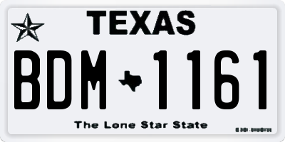 TX license plate BDM1161