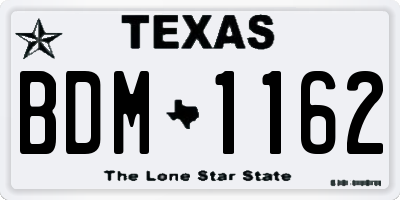 TX license plate BDM1162