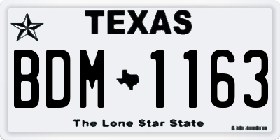 TX license plate BDM1163