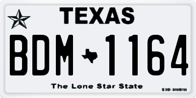 TX license plate BDM1164