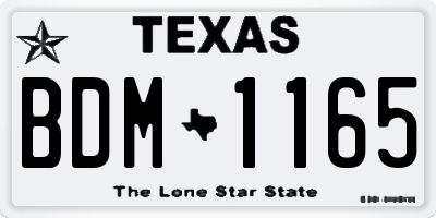 TX license plate BDM1165