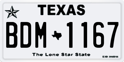 TX license plate BDM1167