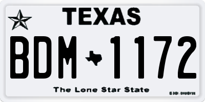 TX license plate BDM1172