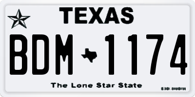 TX license plate BDM1174