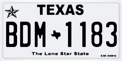 TX license plate BDM1183