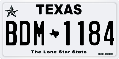 TX license plate BDM1184