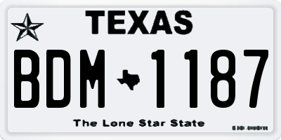 TX license plate BDM1187