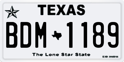 TX license plate BDM1189