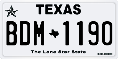 TX license plate BDM1190