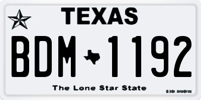 TX license plate BDM1192