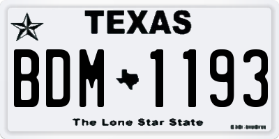 TX license plate BDM1193