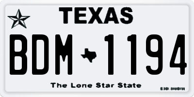 TX license plate BDM1194