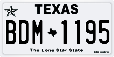 TX license plate BDM1195