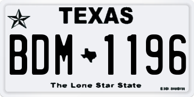 TX license plate BDM1196