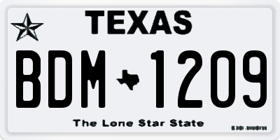 TX license plate BDM1209