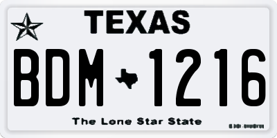 TX license plate BDM1216