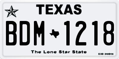 TX license plate BDM1218