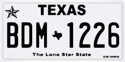 TX license plate BDM1226