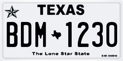 TX license plate BDM1230