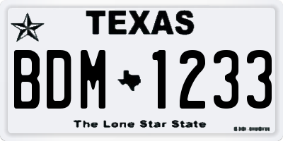 TX license plate BDM1233