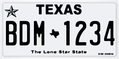 TX license plate BDM1234