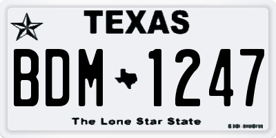 TX license plate BDM1247
