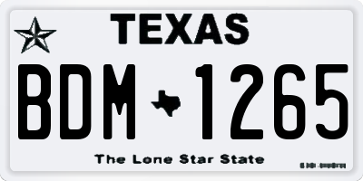 TX license plate BDM1265
