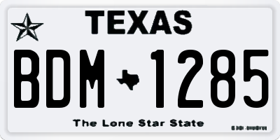 TX license plate BDM1285