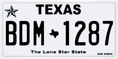 TX license plate BDM1287