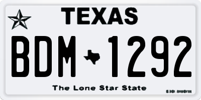 TX license plate BDM1292