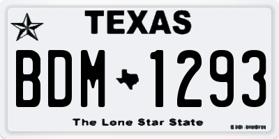 TX license plate BDM1293